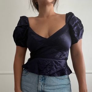 Satin puff sleeve top